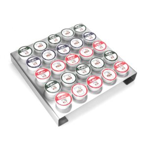 Polar Whale 2 Brushed Stainless Steel Coffee Pod Organizer Storage Tray Counter Stand or Wall Mount Compatible with Keurig K-Cup KCup for Kitchen Home Office Waterproof 12 x 12 Inches Each Holds 25