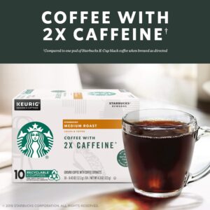 Starbucks Medium Roast K-Cup Coffee Pods with 2X Caffeine, for Keurig Brewers, 4 boxes (48 pods total)