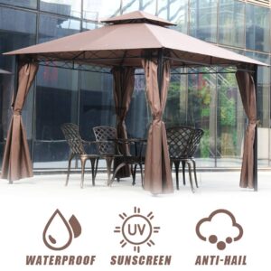 Gazebo Canopy Tent 10' X 10' BBQ Outdoor Patio Grill Gazebo for Patios Large Garden Top Gazebo with Sidewall Party Tent