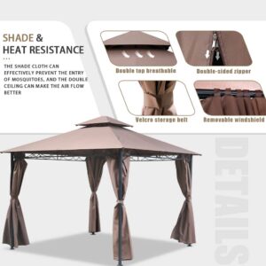 Gazebo Canopy Tent 10' X 10' BBQ Outdoor Patio Grill Gazebo for Patios Large Garden Top Gazebo with Sidewall Party Tent