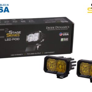 Diode Dynamics Stage Series 2in SAE Yellow Pro Standard LED Pod (pair), Driving w/Amber Backlight