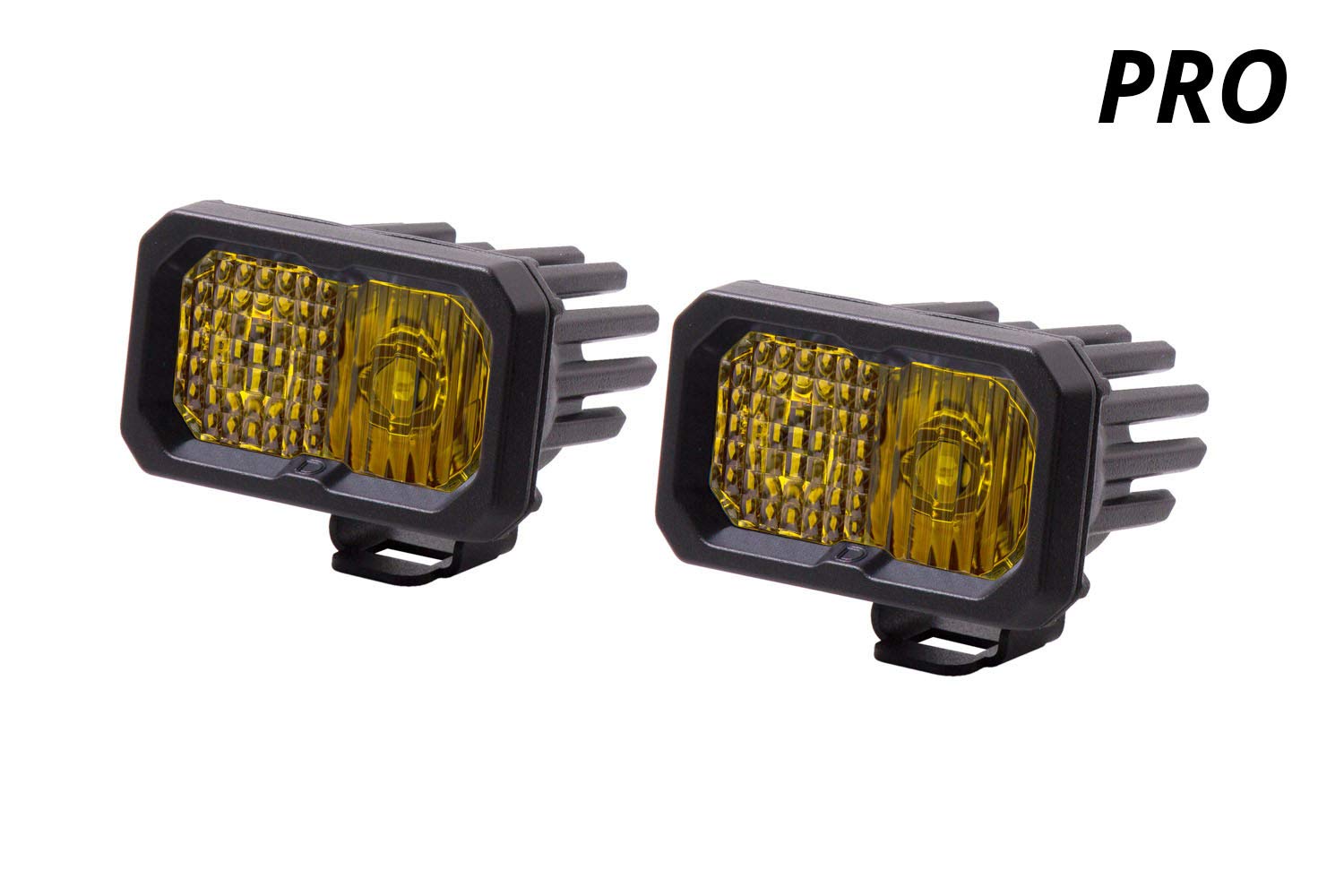 Diode Dynamics Stage Series 2in SAE Yellow Pro Standard LED Pod (pair), Driving w/Amber Backlight