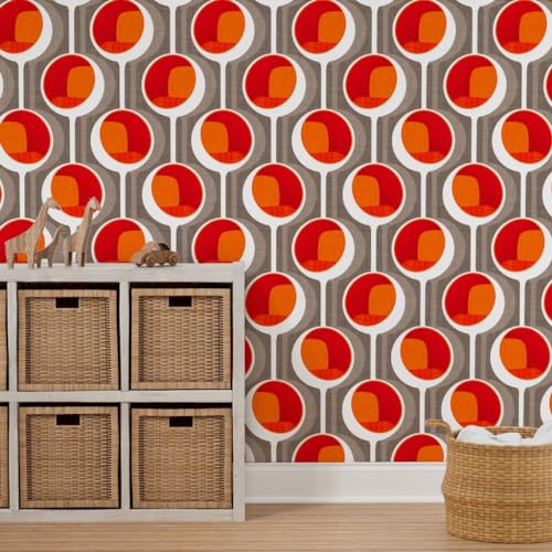 Spoonflower Removable Wallpaper 6ft x 2ft - Pod White Retro Modern Table Custom Pre-Pasted Wallpaper