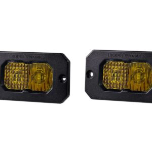 Diode Dynamics Stage Series 2in SAE Yellow Pro Flush Mount LED Pod (pair), Combo w/Amber Backlight