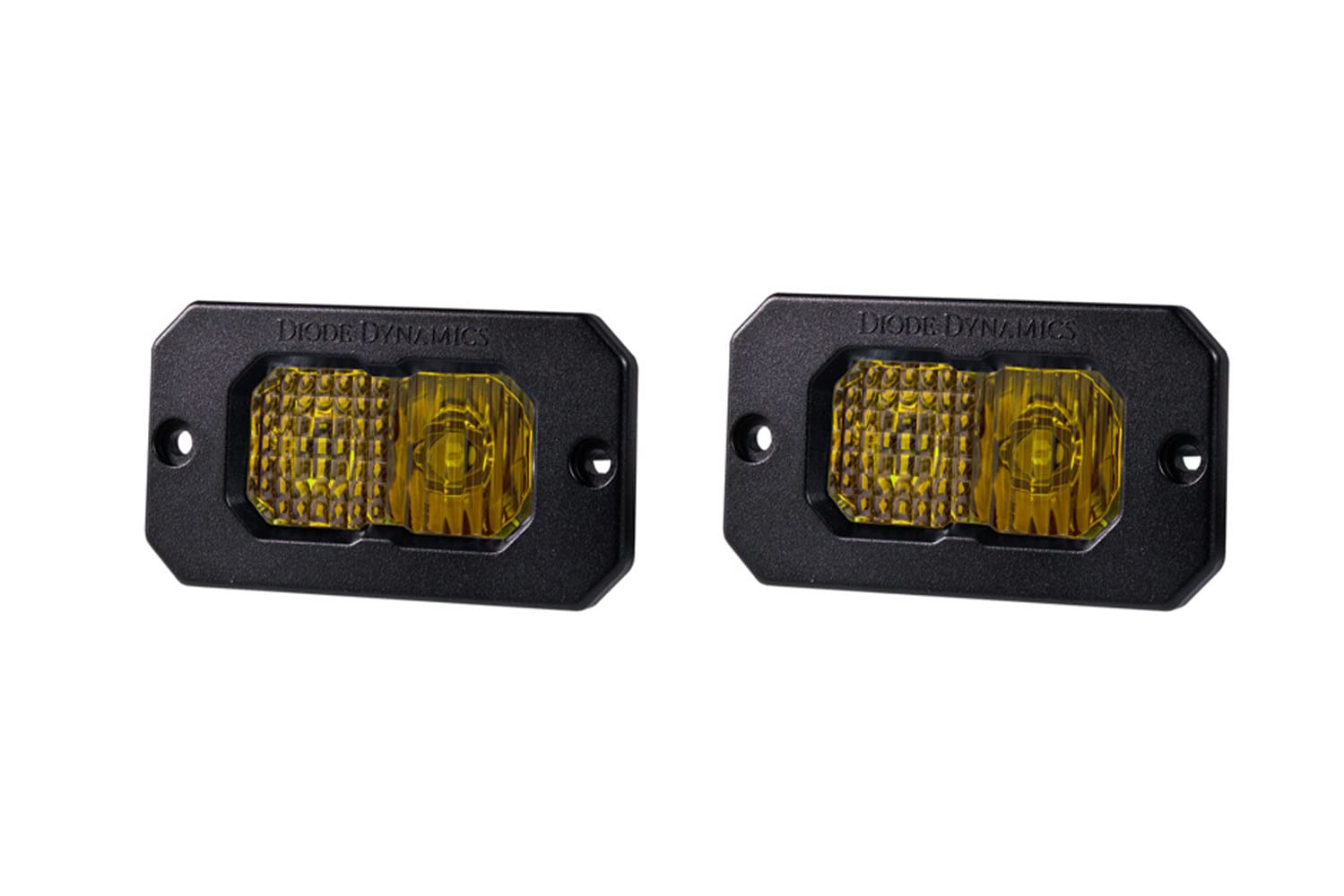 Diode Dynamics Stage Series 2in SAE Yellow Pro Flush Mount LED Pod (pair), Combo w/Amber Backlight