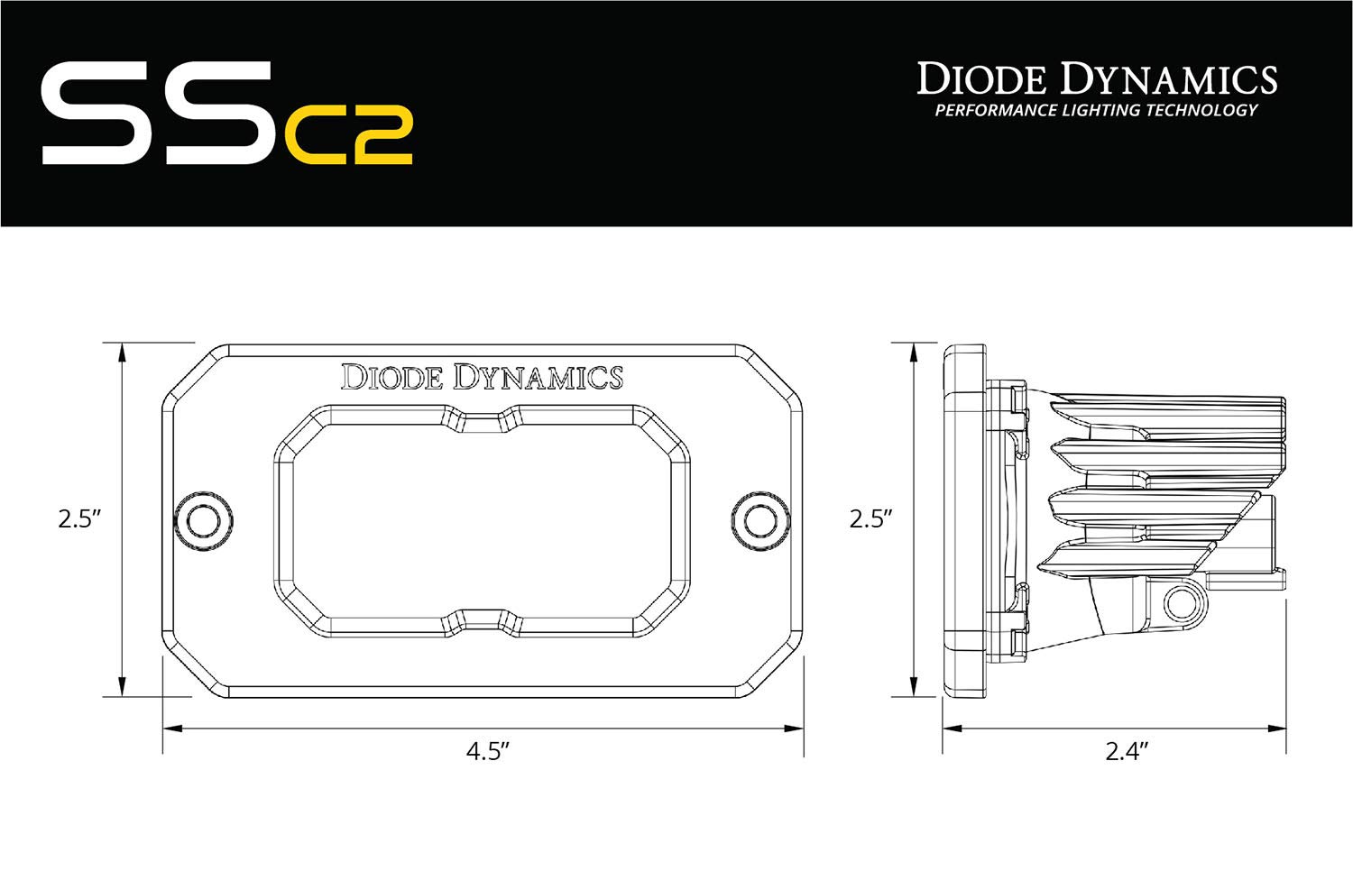 Diode Dynamics Stage Series 2in SAE Yellow Pro Flush Mount LED Pod (pair), Combo w/Amber Backlight