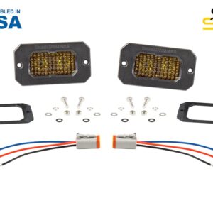 Diode Dynamics Stage Series 2in SAE Yellow Pro Flush Mount LED Pod (pair), Combo w/Amber Backlight