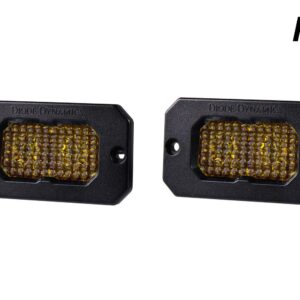 Diode Dynamics Stage Series 2in SAE Yellow Pro Flush Mount LED Pod (pair), Combo w/Amber Backlight