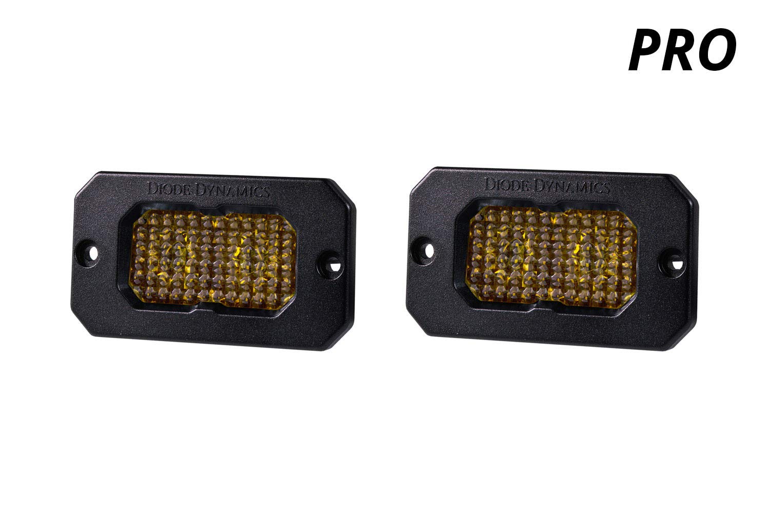 Diode Dynamics Stage Series 2in SAE Yellow Pro Flush Mount LED Pod (pair), Combo w/Amber Backlight