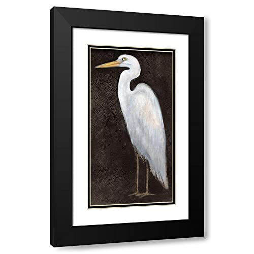 ArtDirect White Heron Portrait II 12x18 Black Modern Wood Framed with Double Matting Museum Art Print by OToole, Tim