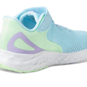 New Balance Boy's Fresh Foam Arishi V4 Hook and Loop Running Shoe, Bleach Blue/Green Aura/Lilac Glo, 2 X-Wide Little Kid