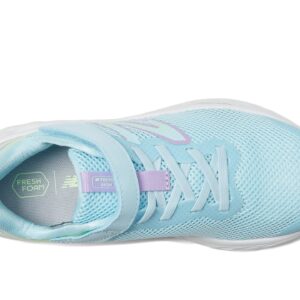 New Balance Boy's Fresh Foam Arishi V4 Hook and Loop Running Shoe, Bleach Blue/Green Aura/Lilac Glo, 2 X-Wide Little Kid