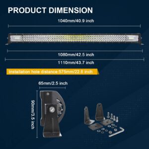 AUXTINGS 42 inch Straight Led Light Bar Spot Flood Beam +2X 4 inch 36W Spot LED Pods Fog Lights with 12V Wiring Harness Kit 2 Leads for Jeep Pickup Off Road Truck 4X4 ATV Boat Trailer,Waterproof