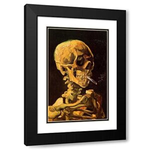 ArtDirect Skull With Burning Cigarette II 14x18 Black Modern Wood Framed with Double Matting Museum Art Print by Van Gogh, Vincent