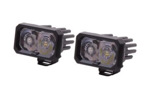 diode dynamics stage series 2in sae/dot white pro standard led pod (pair), spot w/amber backlight