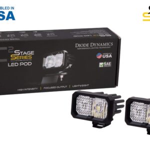 Diode Dynamics Stage Series 2in SAE/DOT White Pro Standard LED Pod (pair), Spot w/Amber Backlight