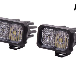 Diode Dynamics Stage Series 2in SAE/DOT White Pro Standard LED Pod (pair), Spot w/Amber Backlight