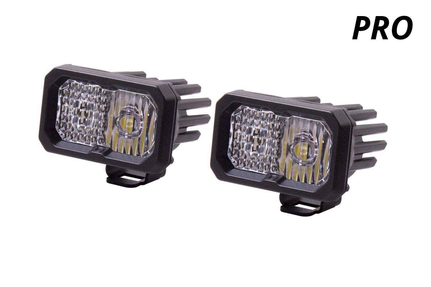 Diode Dynamics Stage Series 2in SAE/DOT White Pro Standard LED Pod (pair), Spot w/Amber Backlight