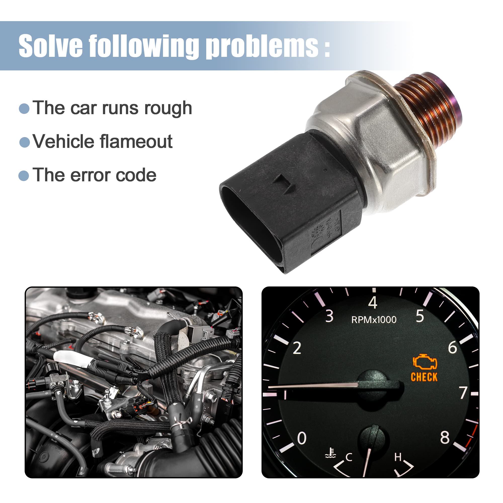 X AUTOHAUX Fuel Rail Pressure Sensor Replacement for Volkswagen Beetle TDI 2.0L L4 - Diesel 2015 04L906054