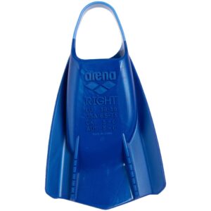 Arena Unisex Adult Powerfin Pro II Swim Training Fins Men and Women Silicone Short Blade Flippers Left/Right Customized, Blue, Size 9.5-10.5