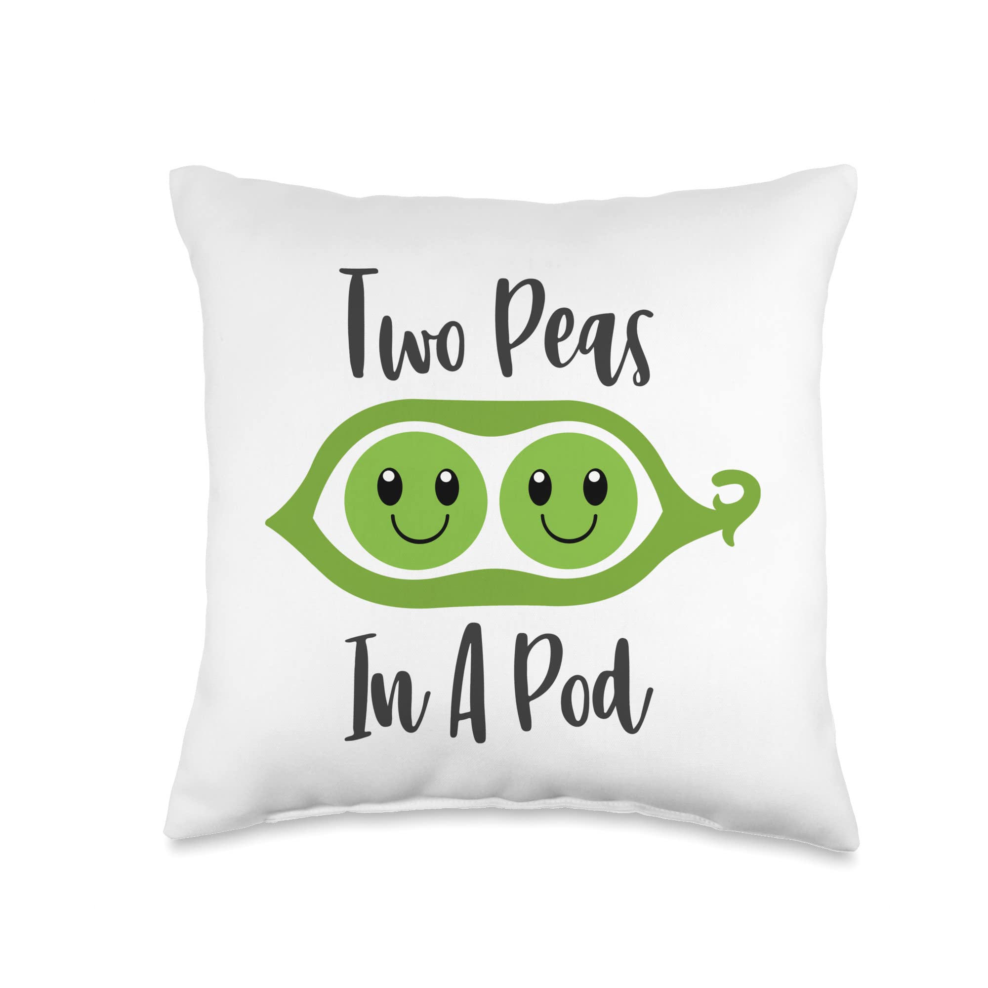 Two Peas In A Pod Funny Brother Sister Twins Matching Throw Pillow, 16x16, Multicolor