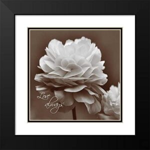 ArtDirect Sepia Blossoms II 15x15 Black Modern Wood Framed with Double Matting Museum Art Print by Romita, Denise