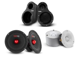 ds18 en6p universal speaker pods bundle - 1 set left & right kick panel + 2x 6.5 midrange speakers + 2x 1 super bullet marine tweeters - great for slingshot, sxs, motorsports & atv/utv