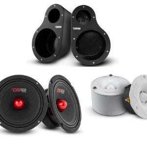 DS18 EN6P Universal Speaker Pods Bundle - 1 Set Left & Right Kick Panel + 2X 6.5 Midrange Speakers + 2X 1 Super Bullet Marine Tweeters - Great for Slingshot, SXS, Motorsports & ATV/UTV