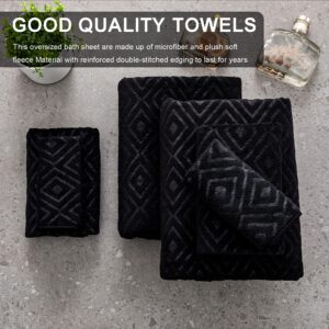 4 Pack Large Bath Towels Set 35"x70" Black Oversized Bath Sheet Chair Towels, 600 GSM Ultra Soft & Absorbent Towels for Bathroom, Quick Dry Towel for Gym Hotel Camp Pool