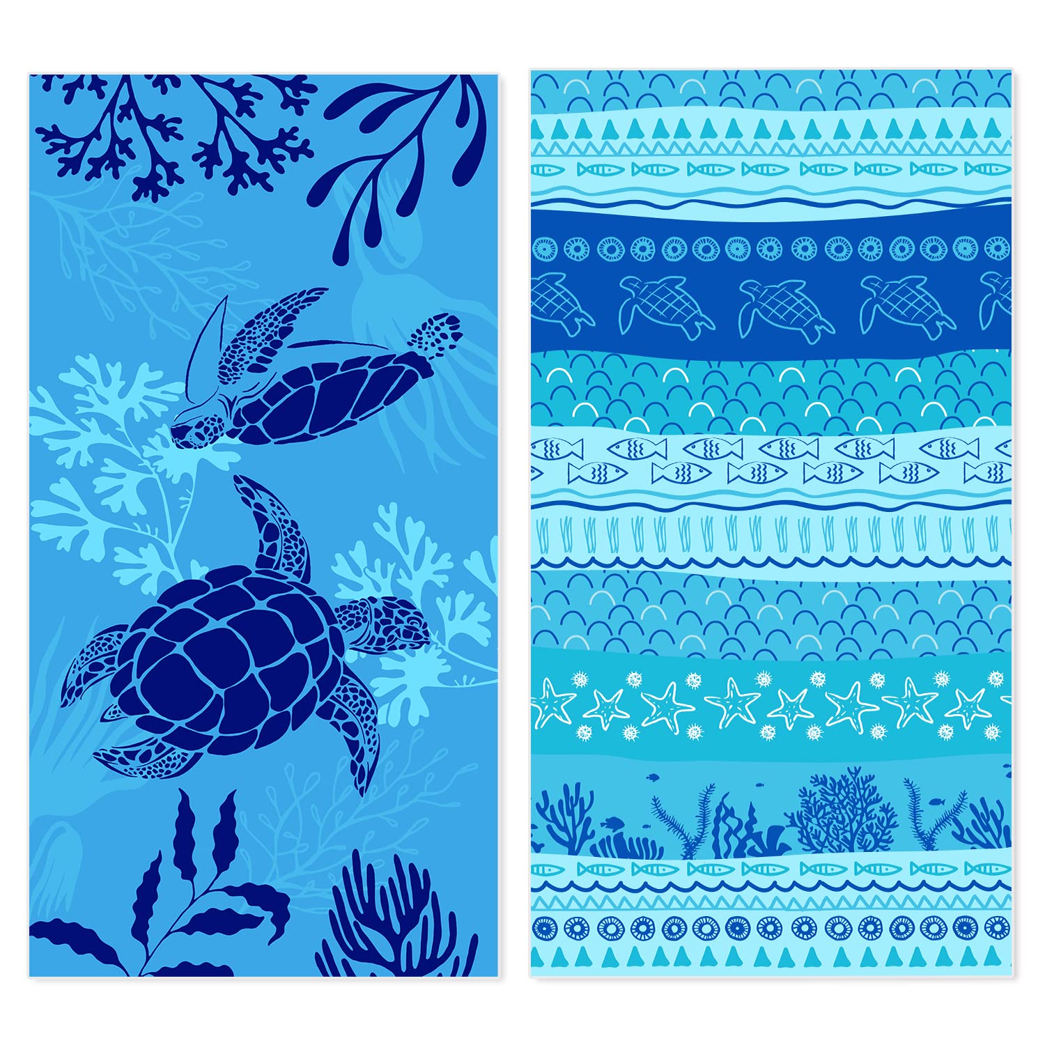 Airensky 2 Pack Microfiber Beach Towel, Oversized Pool Towel 72" x 36", Sand-Free Beach Towel, Quick Drying, Super Absorbent, Soft Breathable