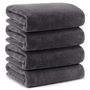 orighty bath towel set pack of 4(27’’ x 54’’) - soft feel bath towel sets, highly absorbent microfiber towels for body, quick drying, microfiber bath towels for sport, yoga, spa, fitness - grey