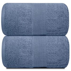 White Classic Resort Collection Soft Bath Sheet Towels | 35x70 Oversize Large Luxury Hotel Plush & Absorbent Cotton Bath Sheet [2 Pack, Blue]