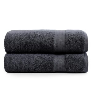 lane linen bath sheets bathroom towel set- 2 pack 100% cotton extra large towels, oversized luxury towels set, shower sets for bathroom, 35x66 - black