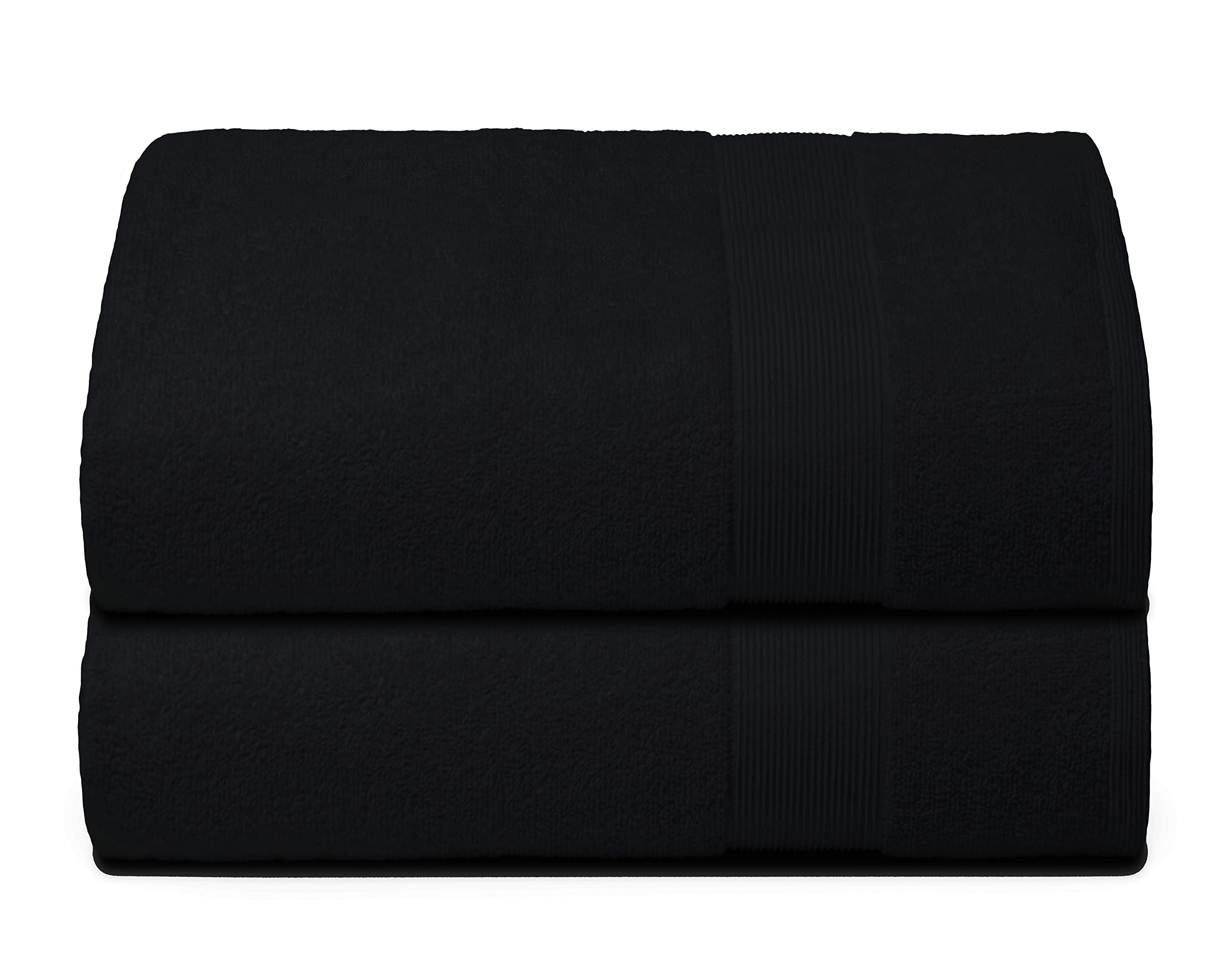 BELIZZI Home Premium Cotton Oversized 2 Pack Bath Sheet 35x70-100% Pure Cotton - Ideal for Everyday use - Ultra Soft & Highly Absorbent - Machine Washable - Black