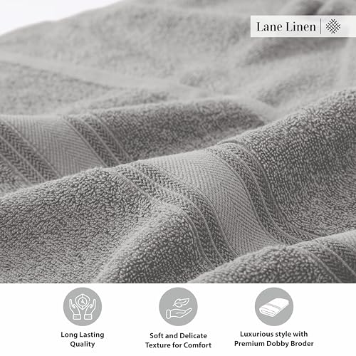 LANE LINEN Extra Large 100% Cotton Bath Sheets, 4 Piece Set, Quick Dry, Hotel Spa Quality Towels, 35 x 66 Inches, Space Grey