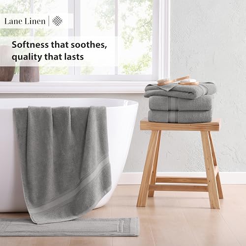LANE LINEN Extra Large 100% Cotton Bath Sheets, 4 Piece Set, Quick Dry, Hotel Spa Quality Towels, 35 x 66 Inches, Space Grey