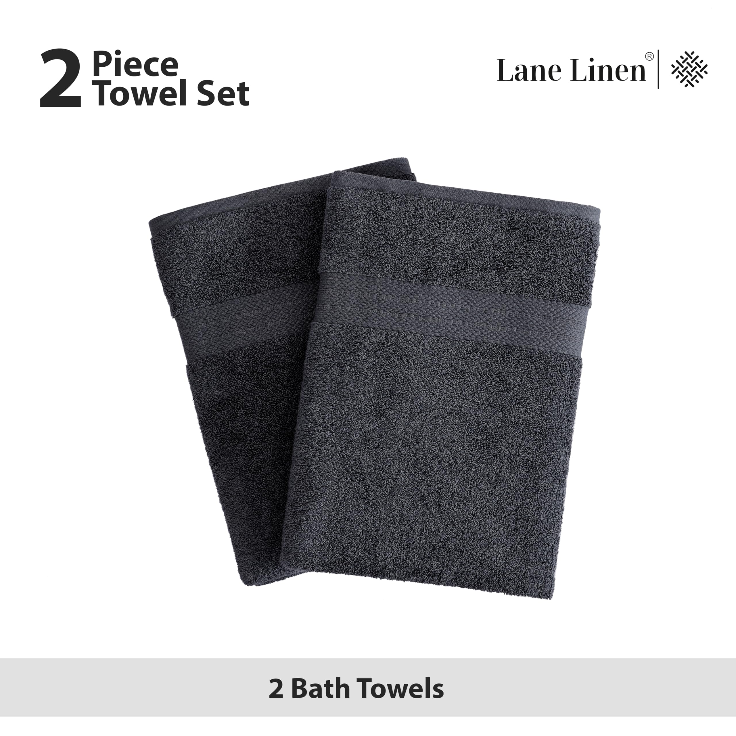 LANE LINEN Bath Sheets Bathroom Towel Set- 2 Pack 100% Cotton Extra Large Towels, Oversized Luxury Towels Set, Shower Sets for Bathroom, 35x66 - Black