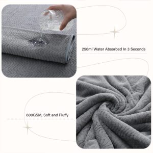Junsey Bathroom Towels Set of 4, Oversized Bath Towels Extra Large 35x70 Inch Shower Towels Highly Absorbent Quick Dry Towel Textured Soft Bath Sheet Towels for Adults Fitness Camping Spa Grey