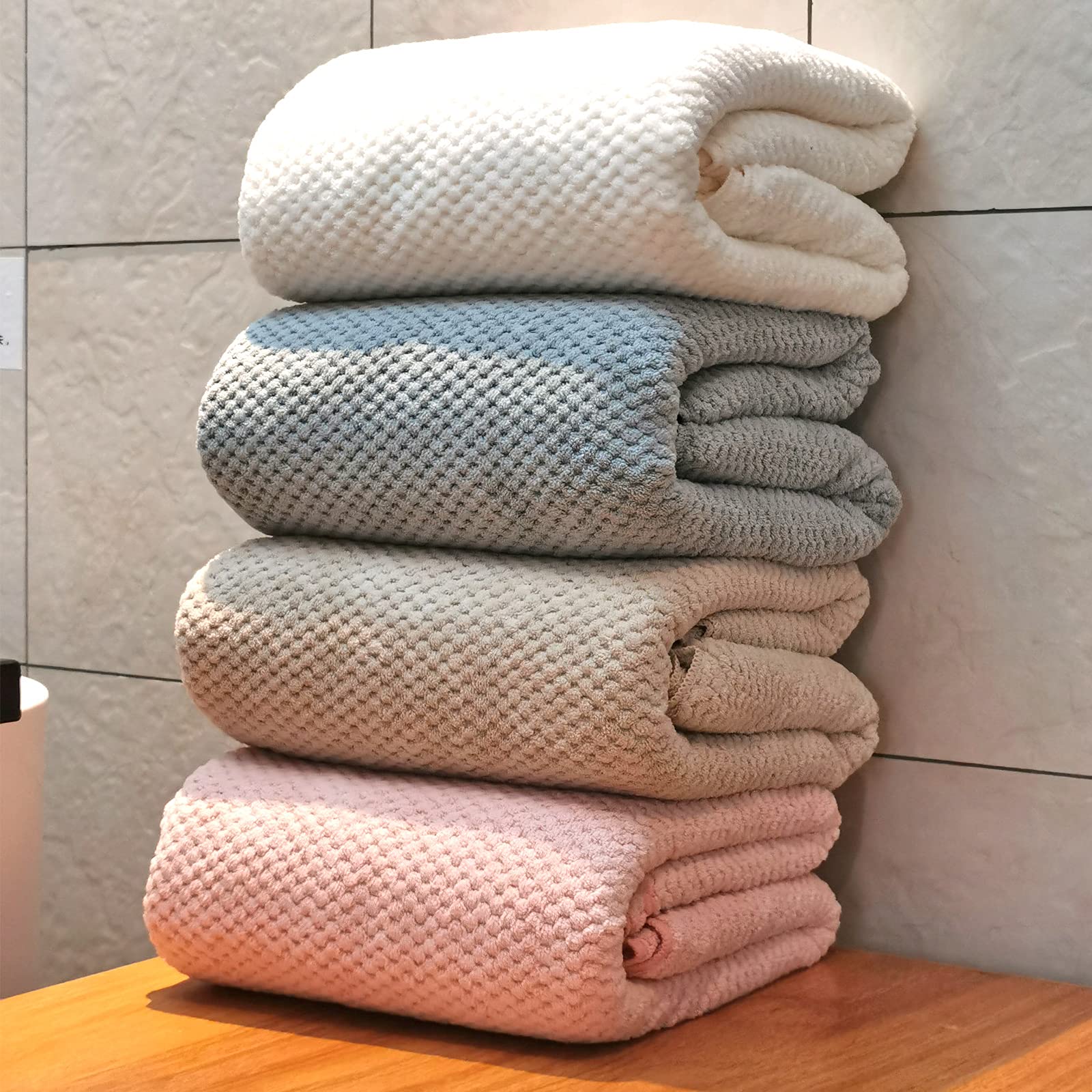 YTYC Towels,39x78 Inch Oversized Bath Sheets Towels for Adults Luxury Bath Towels Extra Large Sets for Bathroom Super Soft Highly Absorbent Microfiber Shower Towels 80% Polyester (Grey,2 Piece)