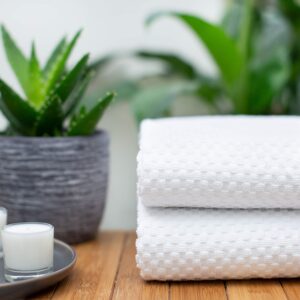 COTTON CRAFT- Euro Spa Set of 2 Luxury Waffle Weave Bath Sheets, Oversized Pure ringspun Cotton, 35 inch x 70 inch, White