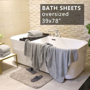 YTYC Towels,39x78 Inch Oversized Bath Sheets Towels for Adults Luxury Bath Towels Extra Large Sets for Bathroom Super Soft Highly Absorbent Microfiber Shower Towels 80% Polyester (Grey,2 Piece)