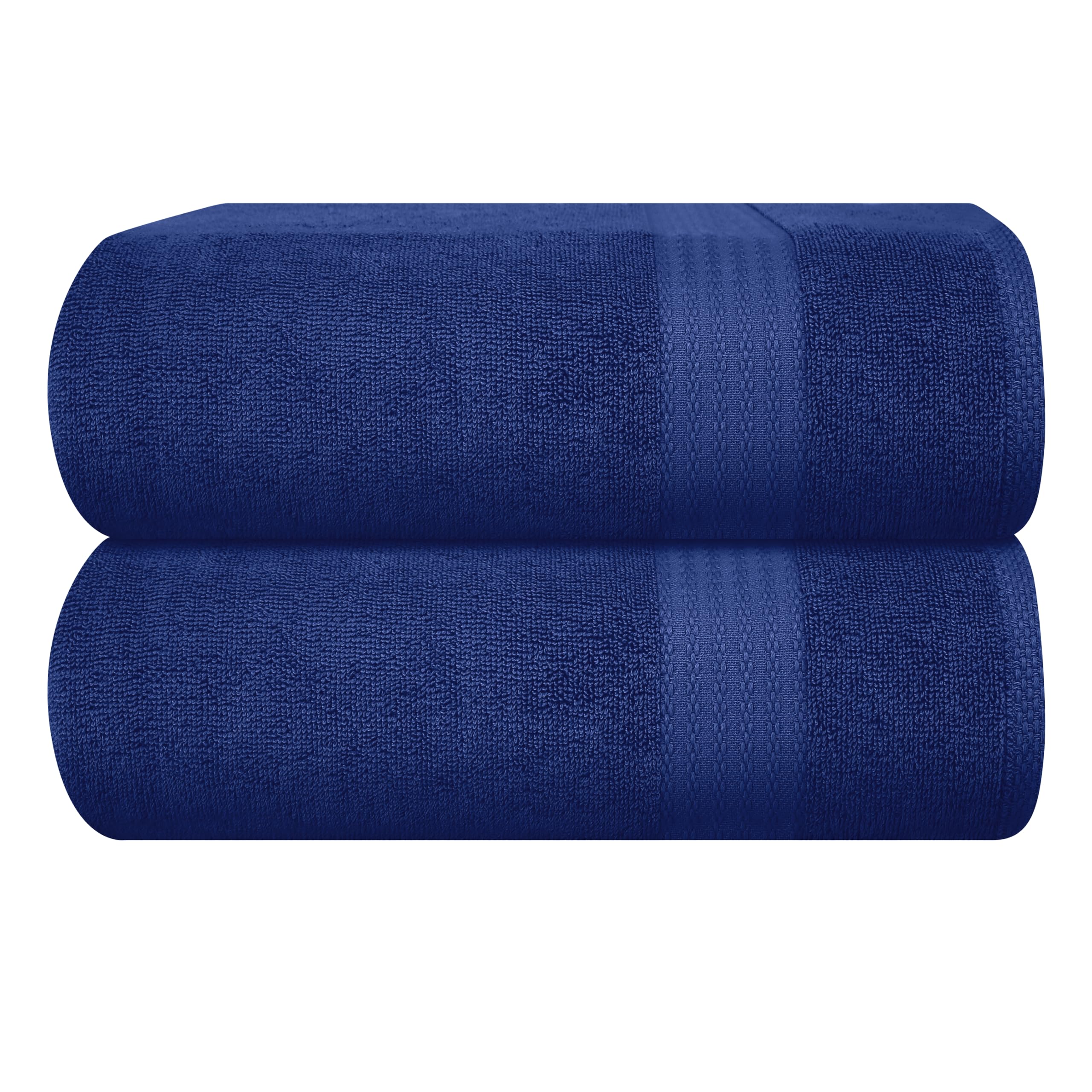 GLAMBURG Premium Cotton Oversized 2 Pack Bath Sheet 35x70-100% Pure Cotton - Ideal for Everyday use - Ultra Soft & Highly Absorbent - Machine Washable - Navy