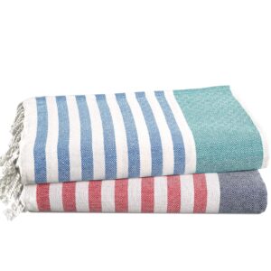 LANE LINEN Beach Towels for Women, 2 Pack Large Beach Towels Oversized, Pre-Washed, Sand Free Beach Towels, Quick Dry, Lightweight Travel Towel,Soft Beach Bath Towel, 39"x71" - Old Glory Teal