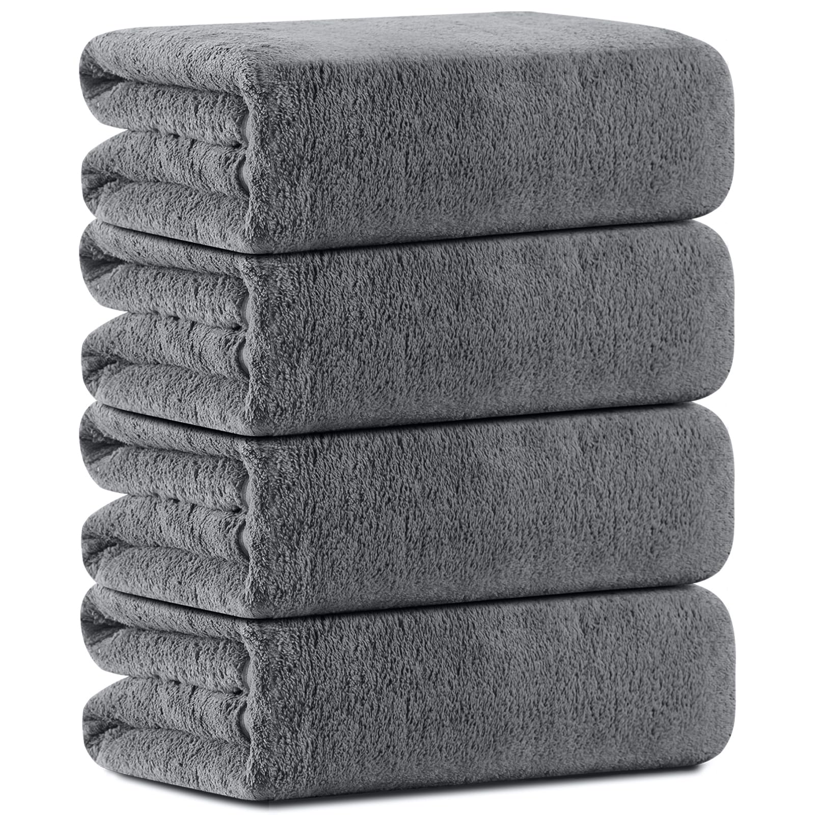 Oversized Bath Towels Set of 4, Dark Gray Extra Large Bath Sheets Towels for Adults 35x70in, Ultra Soft Bathroom Towels Microfiber Quick Dry Towel Absorbent Shower Towels For Spa Camping Beach Fitness