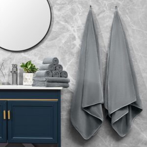 Oversized Bath Towels Set of 4, Dark Gray Extra Large Bath Sheets Towels for Adults 35x70in, Ultra Soft Bathroom Towels Microfiber Quick Dry Towel Absorbent Shower Towels For Spa Camping Beach Fitness