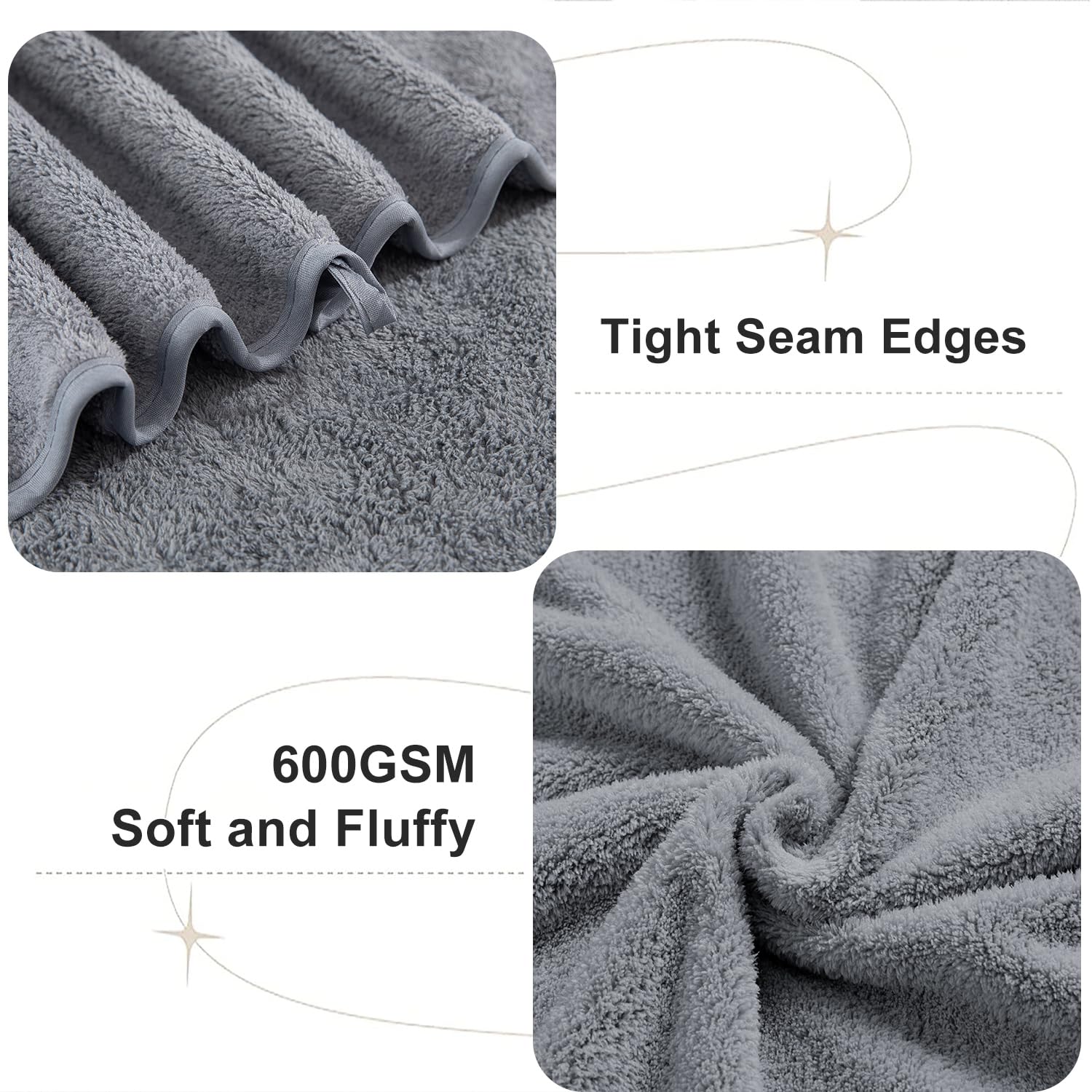 Oversized Bath Towels Set of 4, Dark Gray Extra Large Bath Sheets Towels for Adults 35x70in, Ultra Soft Bathroom Towels Microfiber Quick Dry Towel Absorbent Shower Towels For Spa Camping Beach Fitness