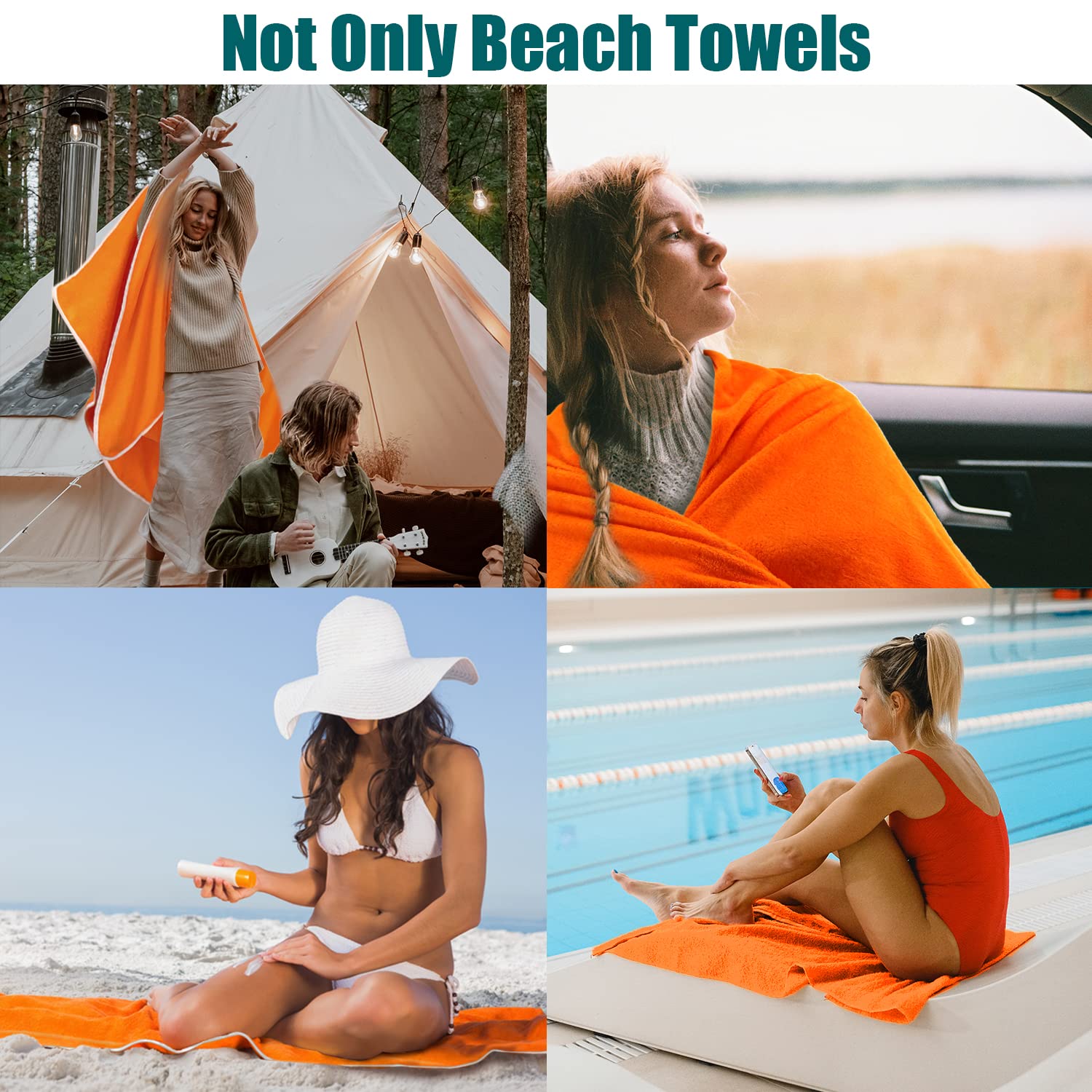 SAMSIER Oversized Beach Towel, Extra Large Pool Towel 35”x71”, Solid Beach Recliner Cover, Soft Quick-Dry Outdoor Shawl, Summer Ideal Gift for Family & Friend (Orang, 1 Pack)