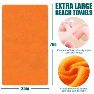 SAMSIER Oversized Beach Towel, Extra Large Pool Towel 35”x71”, Solid Beach Recliner Cover, Soft Quick-Dry Outdoor Shawl, Summer Ideal Gift for Family & Friend (Orang, 1 Pack)