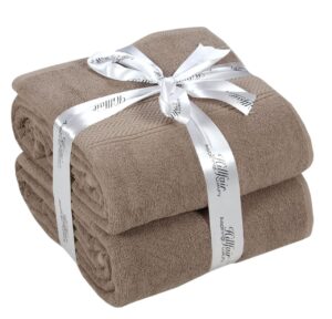 600 gsm - 40 x 80 inches - 100% cotton bath sheets pack of 2 - highly absorbent extra large bath sheet towels set - jumbo oversized cotton bath sheets towels - super soft hotel quality towel (stone)