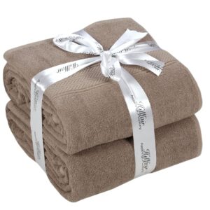 600 GSM - 40 x 80 Inches - 100% Cotton Bath Sheets Pack of 2 - Highly Absorbent Extra Large Bath Sheet Towels Set - Jumbo Oversized Cotton Bath Sheets Towels - Super Soft Hotel Quality Towel (STONE)